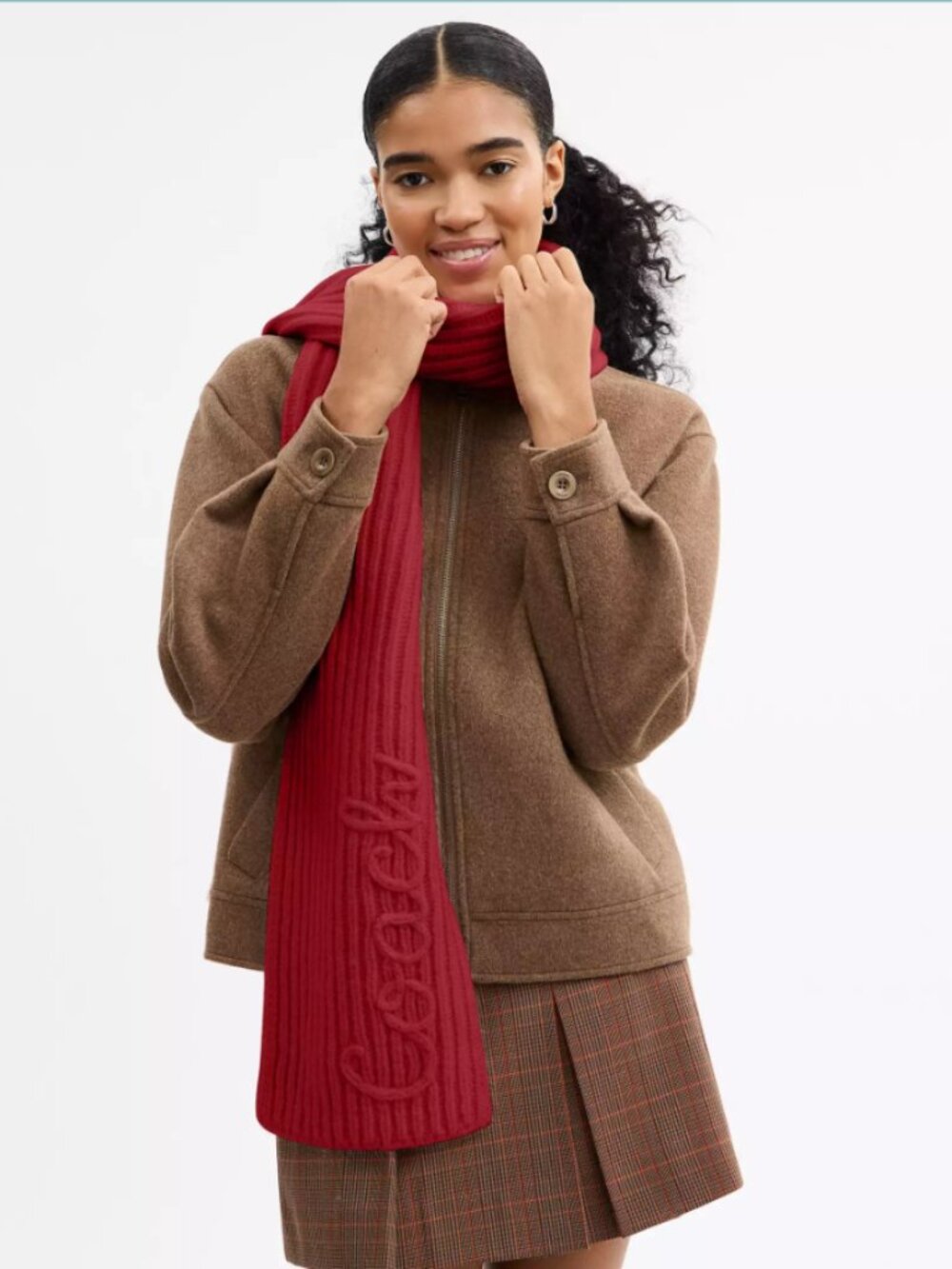 Coach Alpaca Wool Blend Matching Beanie & Scarf- Red - Picture 3 of 10